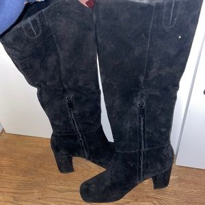 Black Knee high suede boots